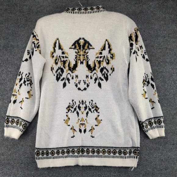 Bramble Lane Women's Pullover Sweater White Gold Medium Metallic Shoulder Pads - Picture 5 of 12